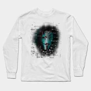 Guy Fawkes mask with glitch effect Long Sleeve T-Shirt